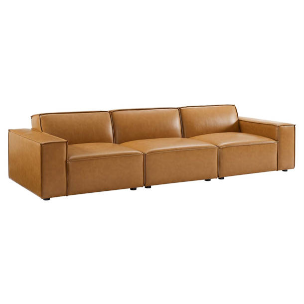 Modway Restore 164" Wide Faux Leather Symmetrical Modular Corner ...